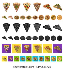 Different pizza cartoon icons in set collection for design.Pizza food vector symbol stock web illustration.