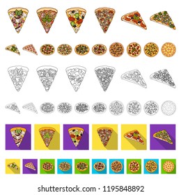 Different pizza cartoon icons in set collection for design.Pizza food vector symbol stock web illustration.