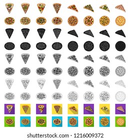 Different pizza cartoon icons in set collection for design.Pizza food vector symbol stock web illustration.