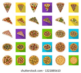 Different pizza cartoon,flat icons in set collection for design.Pizza food vector symbol stock web illustration.