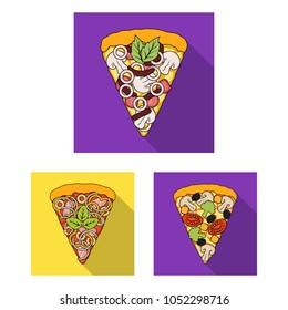 Different pizza flat icons in set collection for design.Pizza food vector symbol stock web illustration.