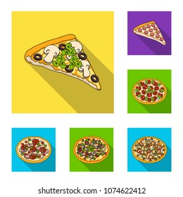 Different pizza flat icons in set collection for design.Pizza food vector symbol stock web illustration.