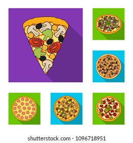 Different pizza flat icons in set collection for design.Pizza food vector symbol stock web illustration.