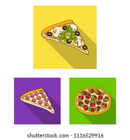 Different pizza flat icons in set collection for design.Pizza food vector symbol stock web illustration.