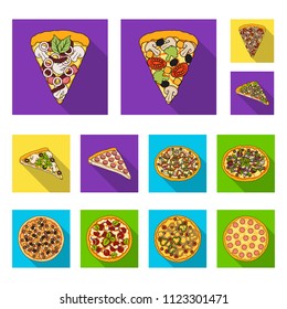Different pizza flat icons in set collection for design.Pizza food vector symbol stock web illustration.