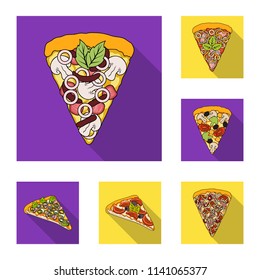 Different pizza flat icons in set collection for design.Pizza food vector symbol stock web illustration.