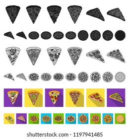 Different pizza flat icons in set collection for design.Pizza food vector symbol stock web illustration.