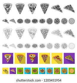 Different pizza flat icons in set collection for design.Pizza food vector symbol stock web illustration.