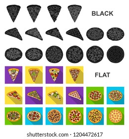 Different pizza flat icons in set collection for design.Pizza food vector symbol stock web illustration.