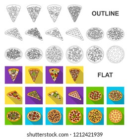 Different pizza flat icons in set collection for design.Pizza food vector symbol stock web illustration.