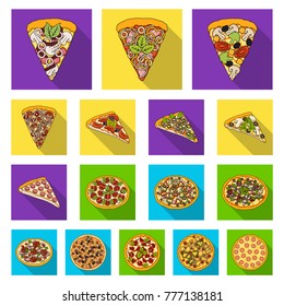 Different pizza flat icons in set collection for design.Pizza food vector symbol stock web illustration.