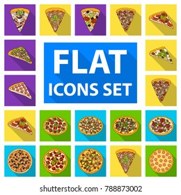 Different pizza flat icons in set collection for design.Pizza food vector symbol stock web illustration.