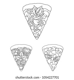 Different pizza outline icons in set collection for design.Pizza food vector symbol stock web illustration.