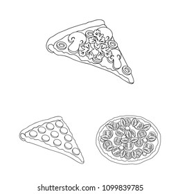 Different pizza outline icons in set collection for design.Pizza food vector symbol stock web illustration.