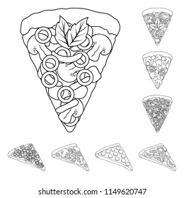 Different pizza outline icons in set collection for design.Pizza food vector symbol stock web illustration.