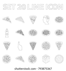 Different pizza outline icons in set collection for design.Pizza food vector symbol stock web illustration.