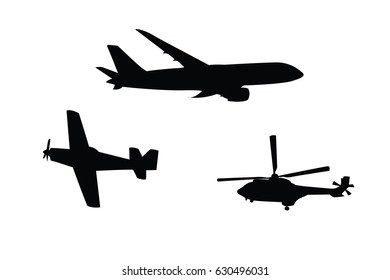 Different Plane types silhouette