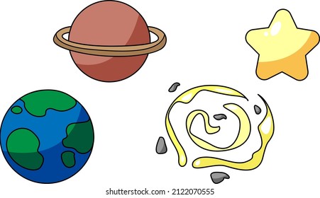 Different planets and everything connected by space