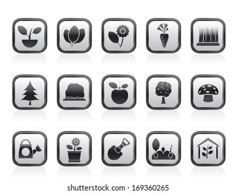 Different Plants and gardening Icons - vector icon set 