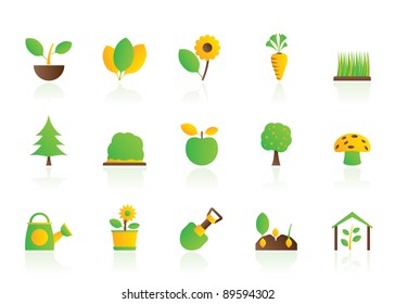 Different Plants and gardening Icons - vector icon set