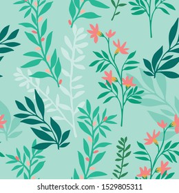 different plants and herbs in pastel colors
