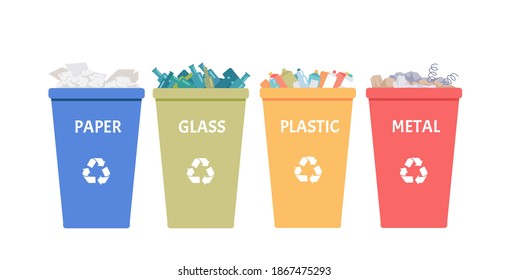 Different Plastic Containers Sorting Waste Recycling Stock Vector ...