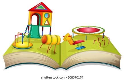 Different play stations in playground illustration