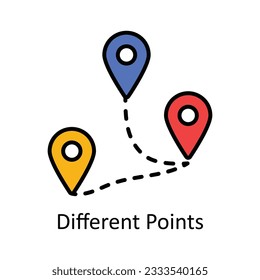 Different Points Filled Outline Icon Design illustration. Map and Navigation Symbol on White background EPS 10 File