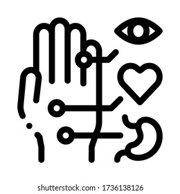different points of impact of organs on arm icon vector. different points of impact of organs on arm sign. isolated contour symbol illustration