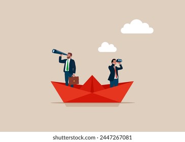 Different points of view. Leader and employee conflict. Business direction. Flat vector illustration