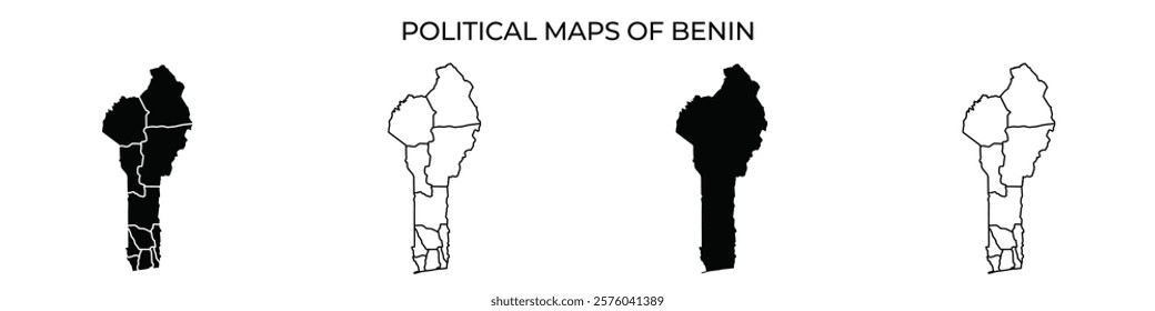 Different political maps of Benin showcase the countrys territorial divisions and changes throughout various historical periods. Each map highlights distinct regions and their boundaries.