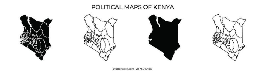 Different political maps of Kenya illustrate the countrys geographical divisions and administrative boundaries. Each map presents unique details concerning regions and counties.