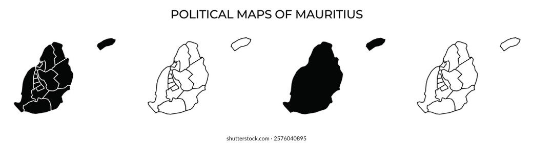 Different political maps of Mauritius illustrate the countrys regional divisions and historical changes. Each variation highlights borders and geographic features over time.
