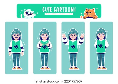 different pose cute cartoon character collection 4