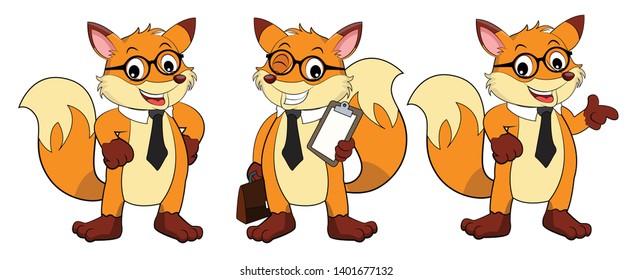 Different Pose of Working Fox