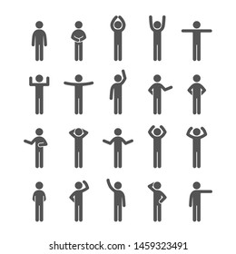 Different Poses Stick Figure People Pictogram Icon Set. Human Symbol Sign. Infographics People Set.	
