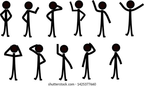 different poses, sticks figure peopls