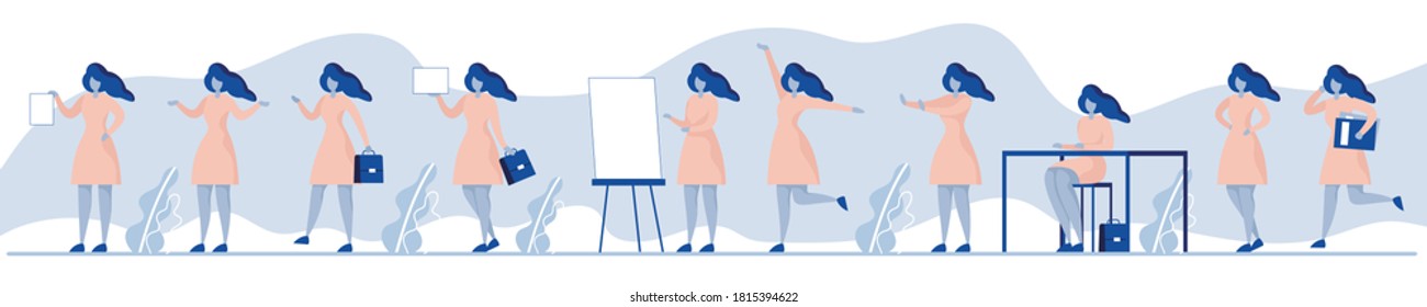 Diferentes poses de las mujeres. Ilustración del vector de color.