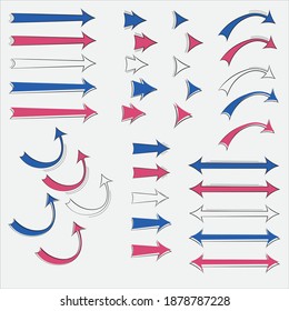 diferentes posiciones de flechas azul y rojo