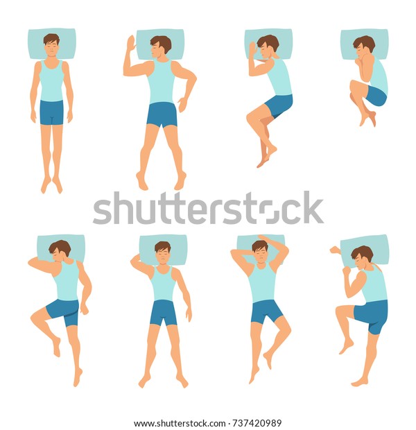 Different Positions Sleeping Man Top View Stock Vector Royalty
