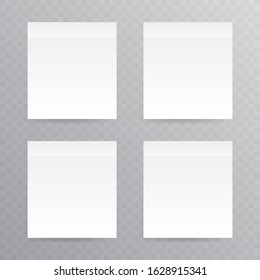 Different post note stickers, vector collection. Sticky tapes with shadow template. Post note paper. Place any text on it. Vector illustration.
