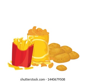 different potatoes set vector illustration