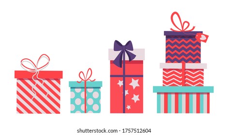 different presents for holiday on white background