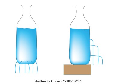 Different pressure points of water with height, Variation of the 
pressure with the height of the 
liquid column, water liquid pressure with height, Physical experiment concerning fluid dynamics svg