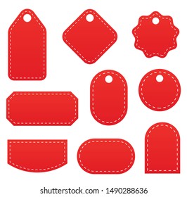 Different price tag set. Red labels collection. Vector