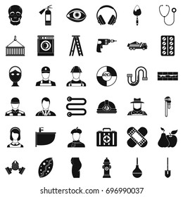 Different profession icons set. Simple style of 36 different profession vector icons for web isolated on white background