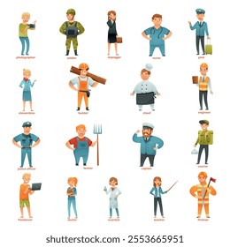 Different Profession with Man and Woman Character Vector Set