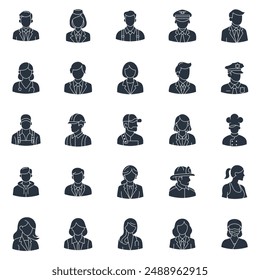 Different professions avatars icons set, Included icons as accountant, chef, teacher, doctor and more symbols collection, logo isolated vector illustration