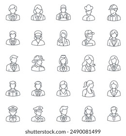 Different professions avatars icons set, Included icons as accountant, chef, teacher, doctor and more symbols collection, logo isolated vector illustration