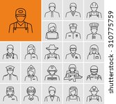 Different professions avatars outline vector icons 